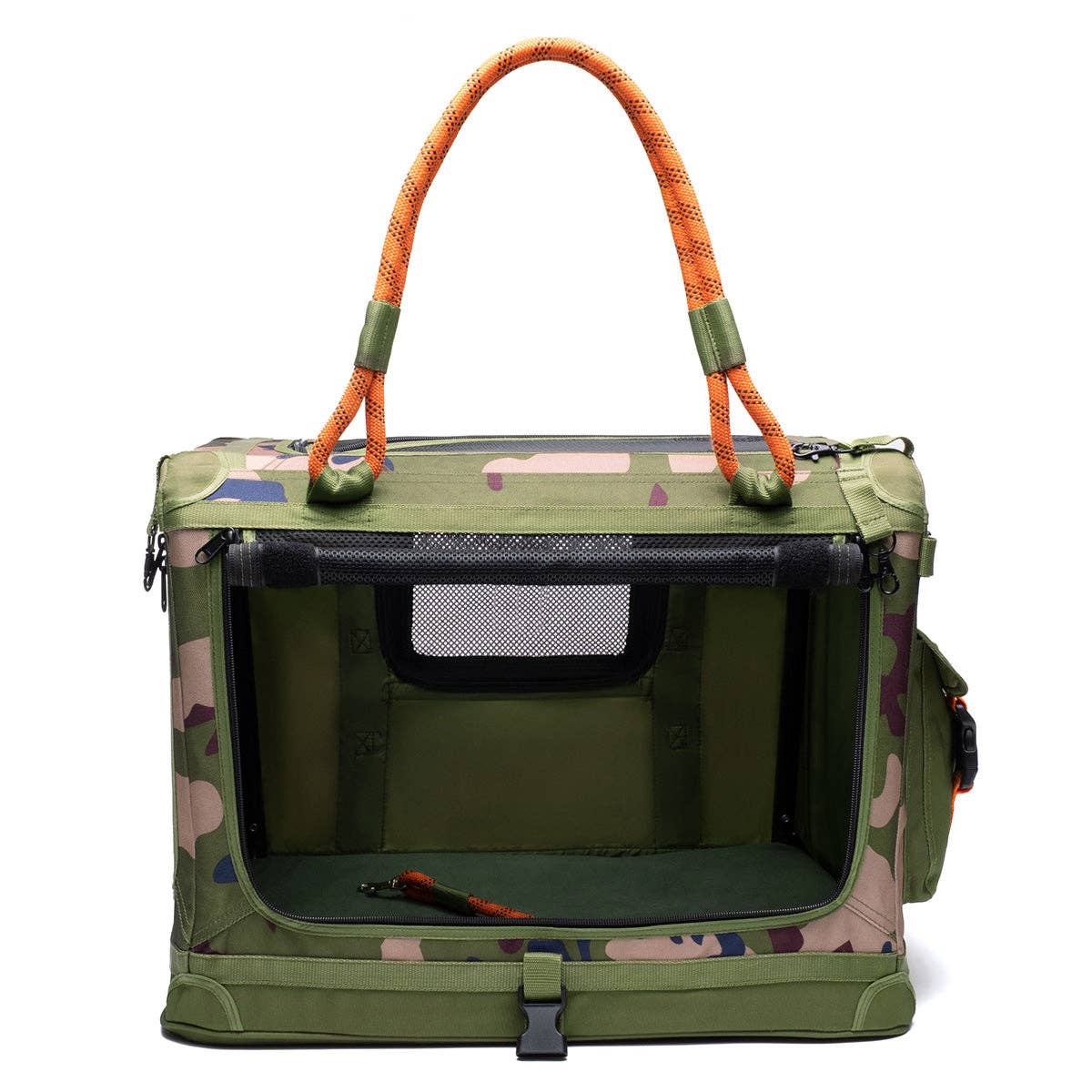 ROVERLUND - AWAY-WE-GO PET CRATE: CAMO / ORANGE / SMALL - UP TO 25LBS